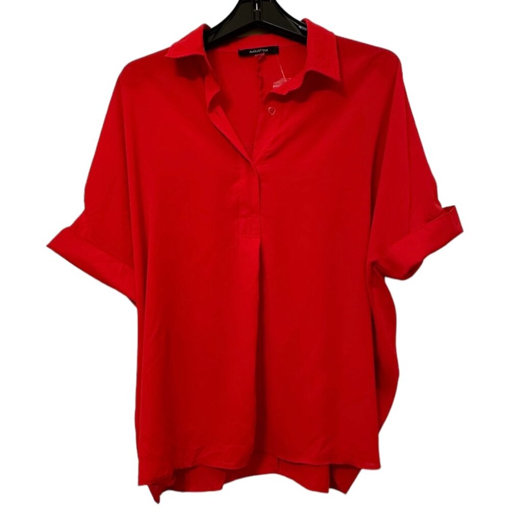 August Silk - Red Oversized Flowy Top (NWT), Size L